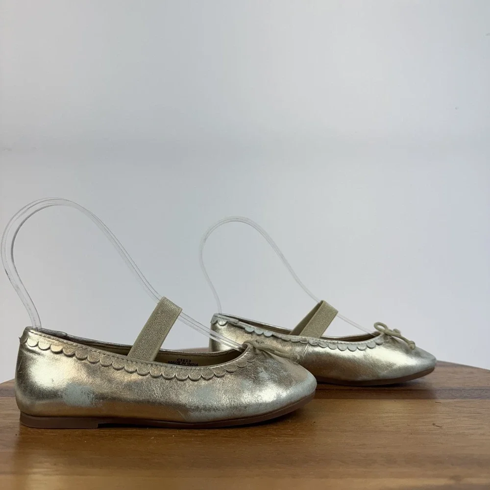 Little Kids Girls Mini‎ Boden Gold Metallic Leather Ballet Flats Shoes Size 11 C